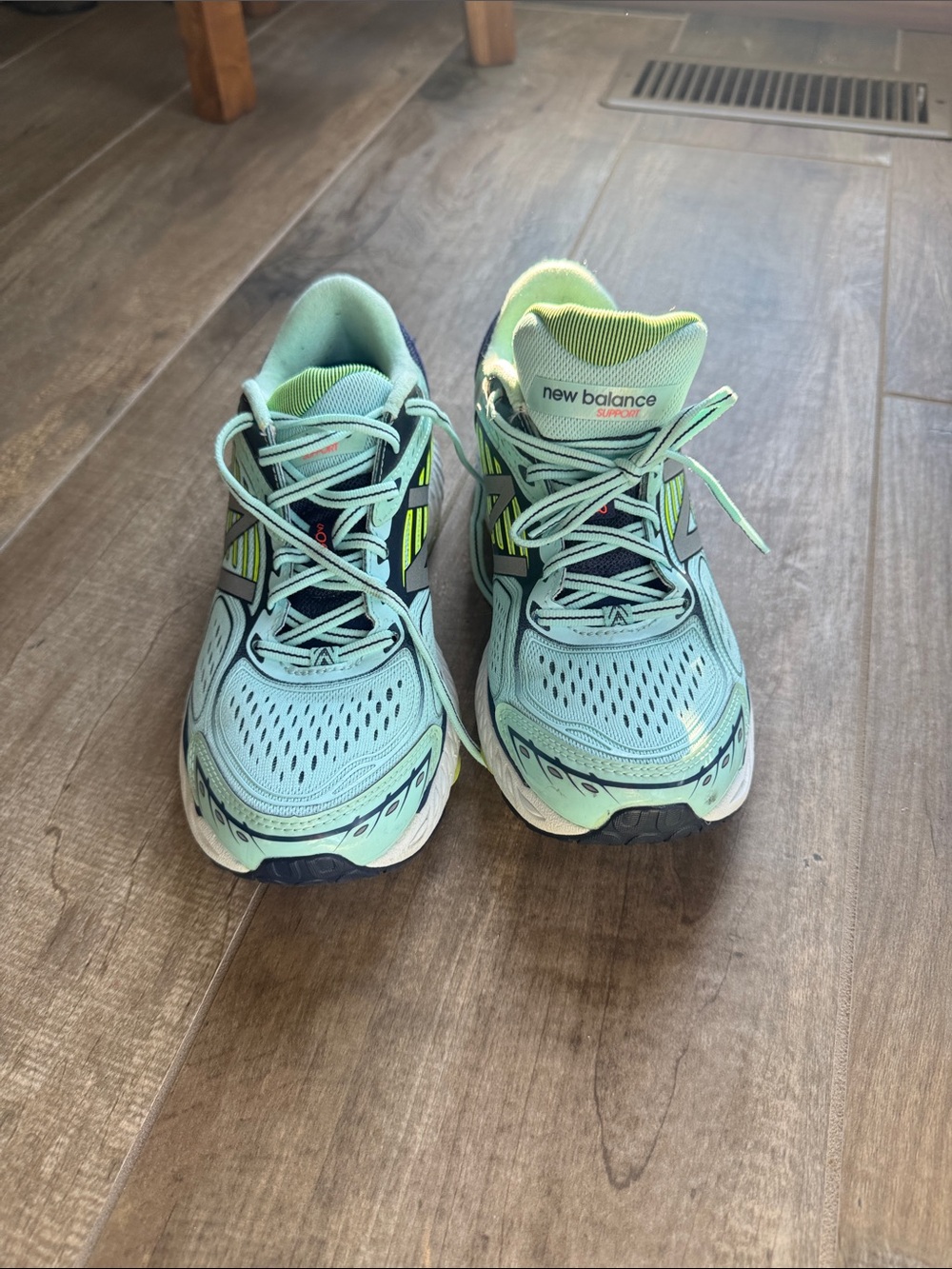 New Balance womens Light Mint and Neon Yellow Running Sneakers